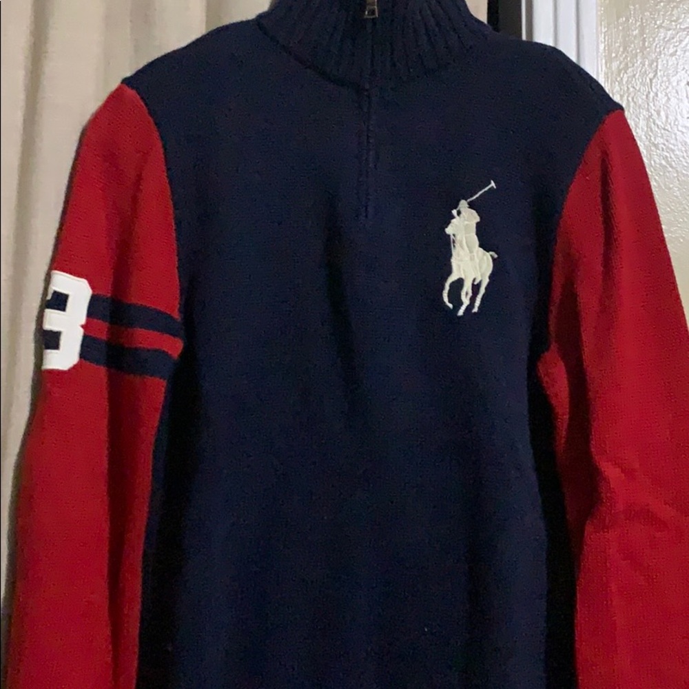 Polo Ralph Lauren Boys Big Pony zip front sweater.